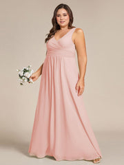 Charming Plus Size A-Line V-Neck Chiffon Bridesmaid Dress