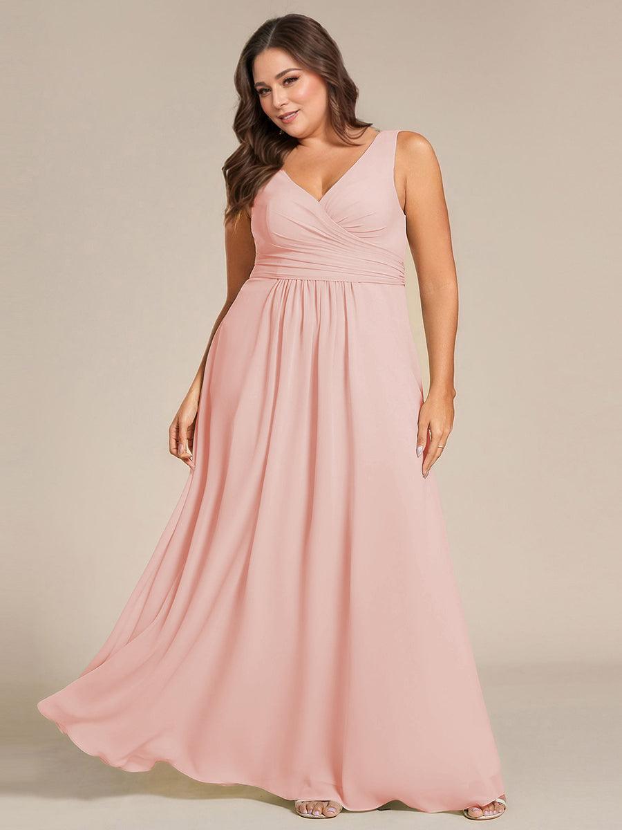 Charming Plus Size A-Line V-Neck Chiffon Bridesmaid Dress