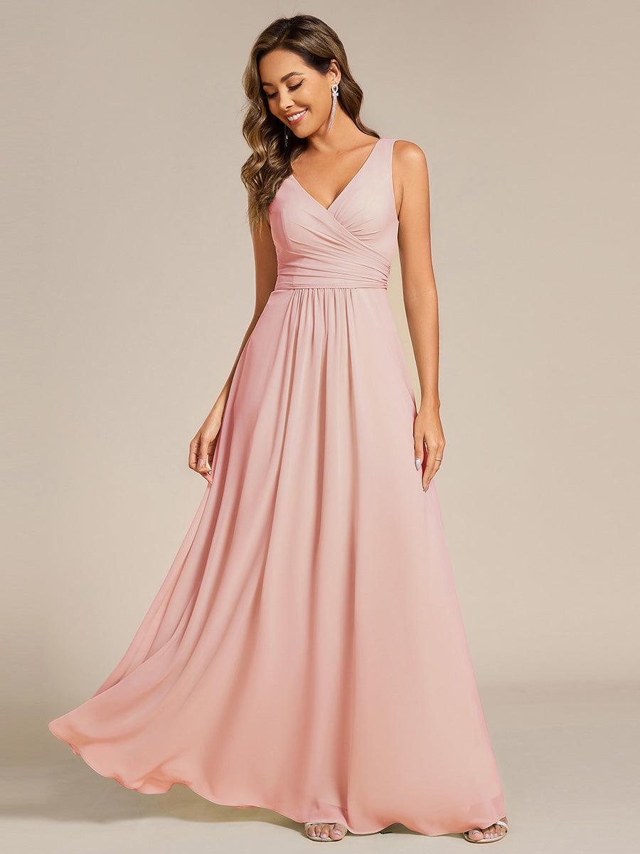 Delicate Sleeveless V-Neck A-Line Chiffon Bridesmaid Dress