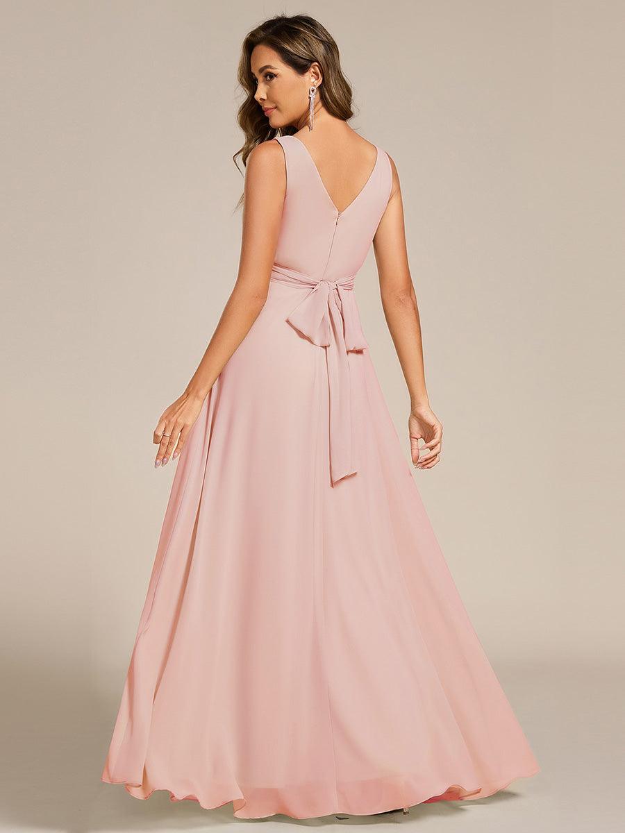 Delicate Sleeveless V-Neck A-Line Chiffon Bridesmaid Dress