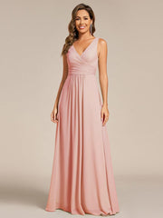 Delicate Sleeveless V-Neck A-Line Chiffon Bridesmaid Dress