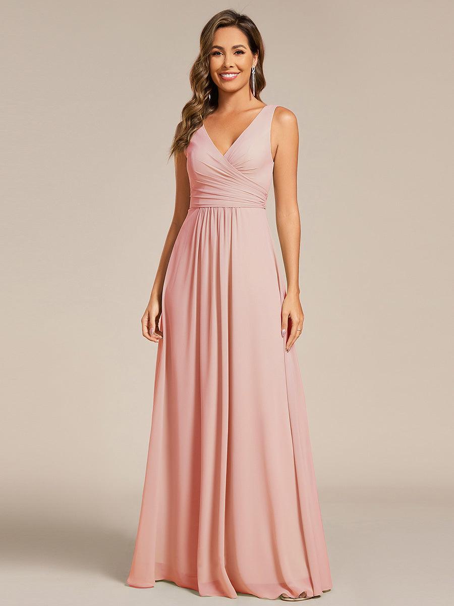 Delicate Sleeveless V-Neck A-Line Chiffon Bridesmaid Dress