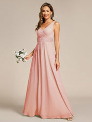 Delicate Sleeveless V-Neck A-Line Chiffon Bridesmaid Dress