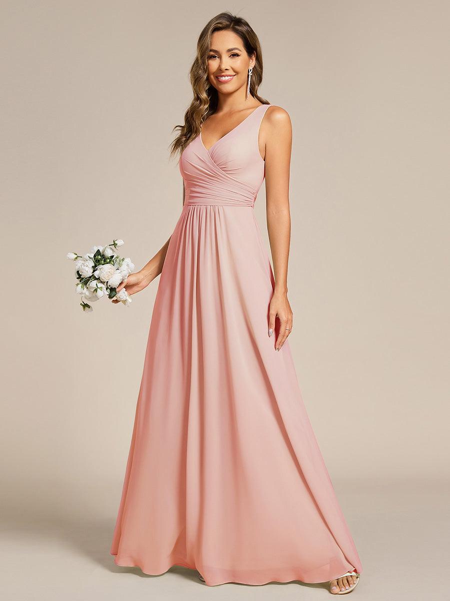 Delicate Sleeveless V-Neck A-Line Chiffon Bridesmaid Dress