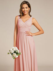 Delicate Sleeveless V-Neck A-Line Chiffon Bridesmaid Dress