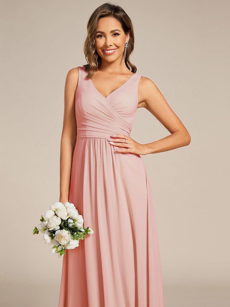 Delicate Sleeveless V-Neck A-Line Chiffon Bridesmaid Dress