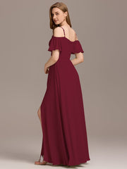 Alluring Off-The-Shoulder Spaghetti Straps A-Line Bridesmaid Dress
