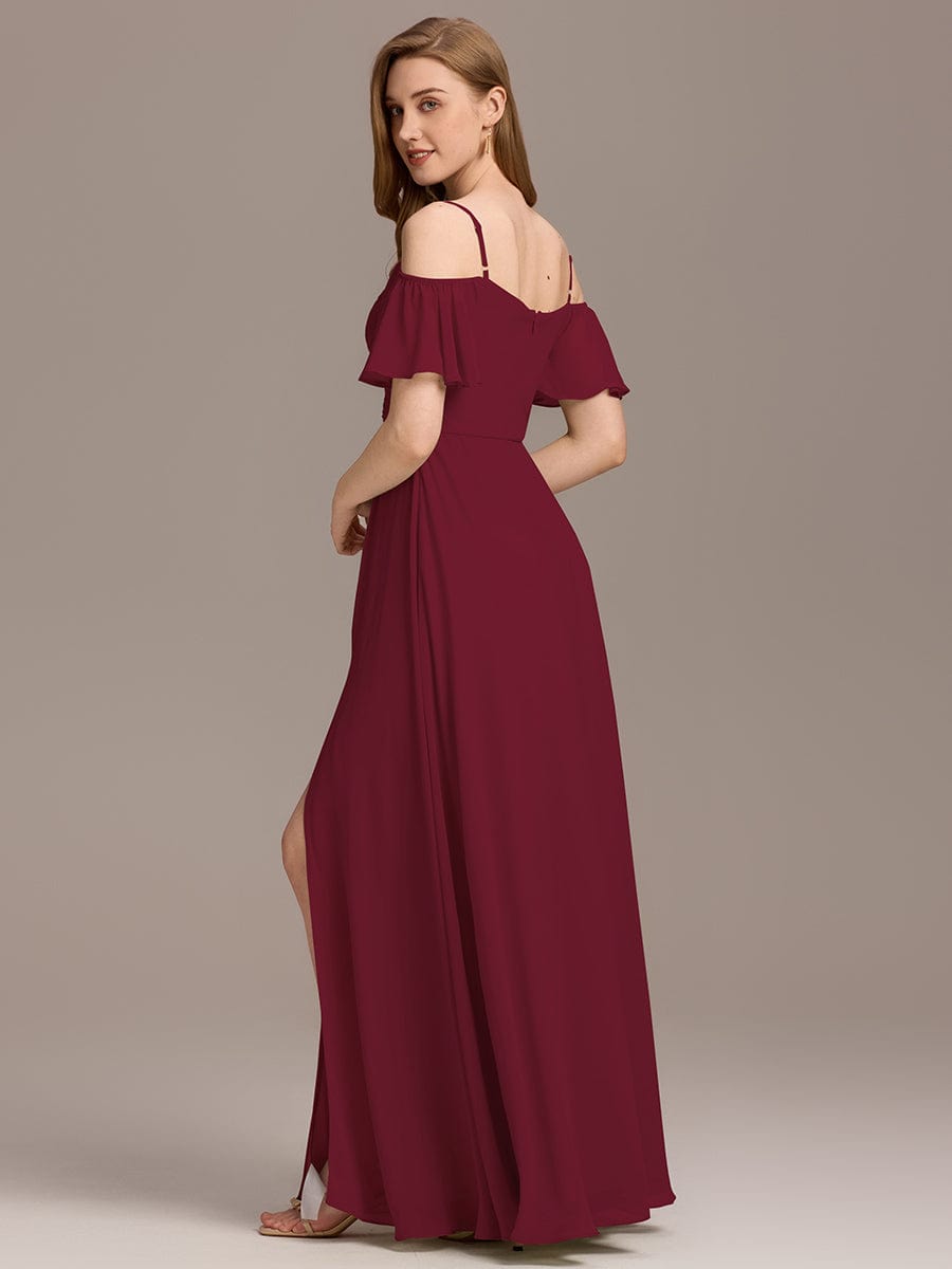 Alluring Off-The-Shoulder Spaghetti Straps A-Line Bridesmaid Dress