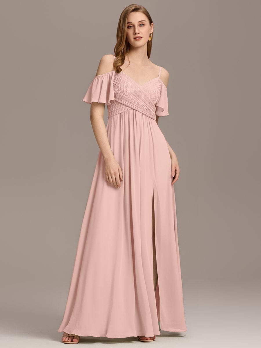 Alluring Off-The-Shoulder Spaghetti Straps A-Line Bridesmaid Dress