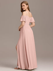 Alluring Off-The-Shoulder Spaghetti Straps A-Line Bridesmaid Dress