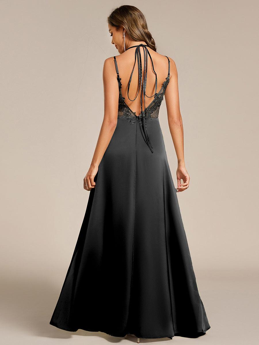 Trendy Sleeveless Backless A-Line Satin Bridesmaid Dress with Spaghetti Straps