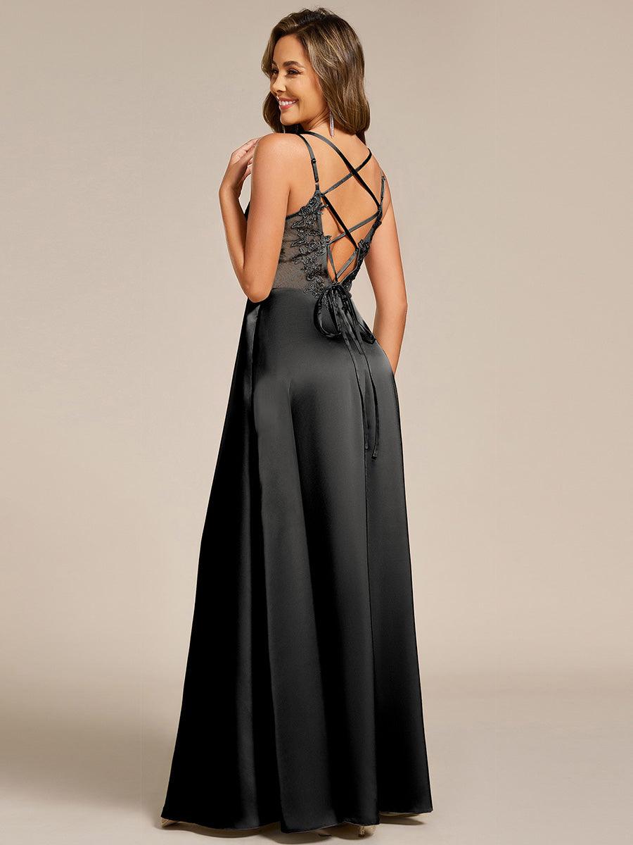Trendy Sleeveless Backless A-Line Satin Bridesmaid Dress with Spaghetti Straps