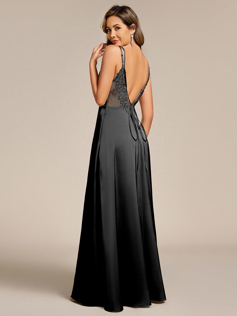 Trendy Sleeveless Backless A-Line Satin Bridesmaid Dress with Spaghetti Straps