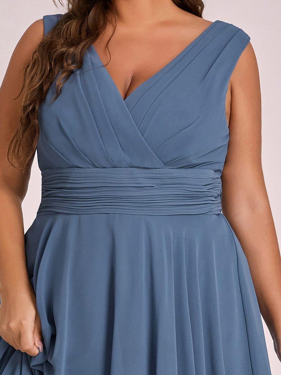 Cute Plus Size V-Neck Asymmetrical Chiffon Bridesmaid Dress
