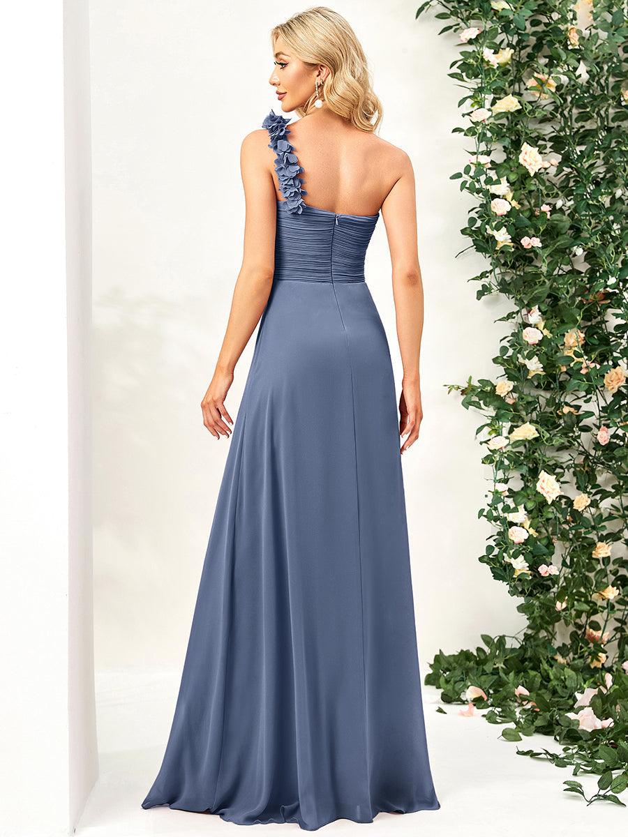 Glamorous Sweethart Pleated One-Shoulder Chiffon Bridesmaid Dress