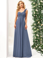 Glamorous Sweethart Pleated One-Shoulder Chiffon Bridesmaid Dress