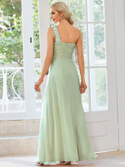 Glamorous Sweethart Pleated One-Shoulder Chiffon Bridesmaid Dress