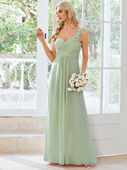 Glamorous Sweethart Pleated One-Shoulder Chiffon Bridesmaid Dress