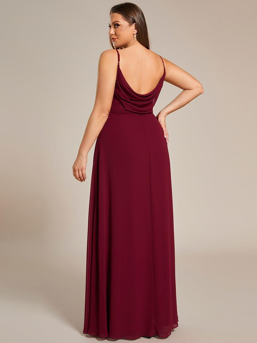 Romantic Plus Size Backless V-Neck Chiffon A-Line Dress with Spaghetti Straps