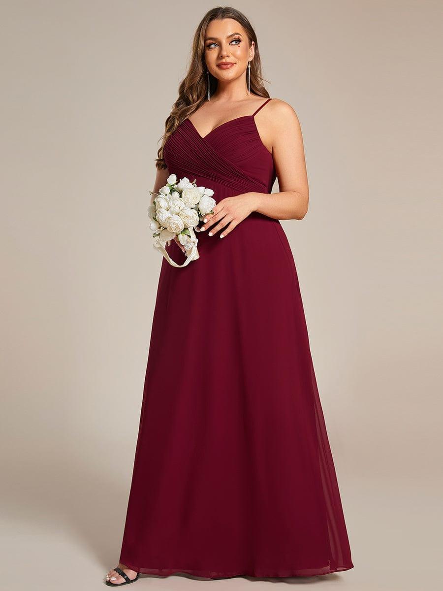 Romantic Plus Size Backless V-Neck Chiffon A-Line Dress with Spaghetti Straps