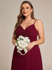 Romantic Plus Size Backless V-Neck Chiffon A-Line Dress with Spaghetti Straps