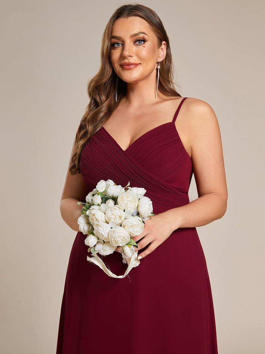 Romantic Plus Size Backless V-Neck Chiffon A-Line Dress with Spaghetti Straps