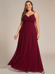 Romantic Plus Size Backless V-Neck Chiffon A-Line Dress with Spaghetti Straps