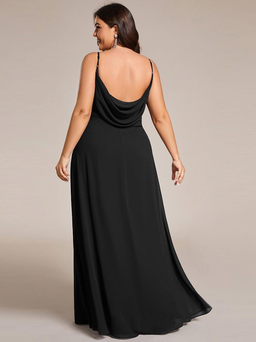 Romantic Plus Size Backless V-Neck Chiffon A-Line Dress with Spaghetti Straps