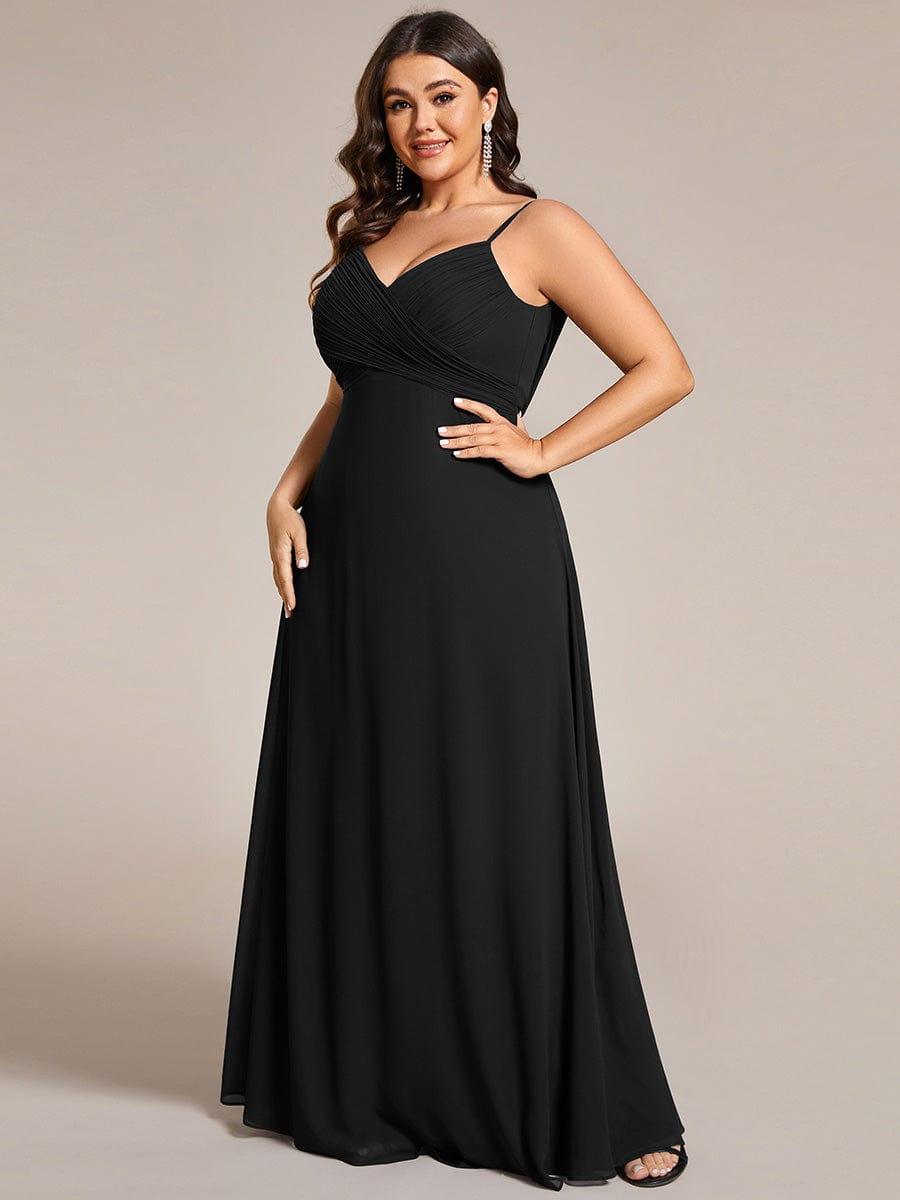 Romantic Plus Size Backless V-Neck Chiffon A-Line Dress with Spaghetti Straps