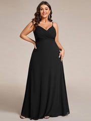 Romantic Plus Size Backless V-Neck Chiffon A-Line Dress with Spaghetti Straps