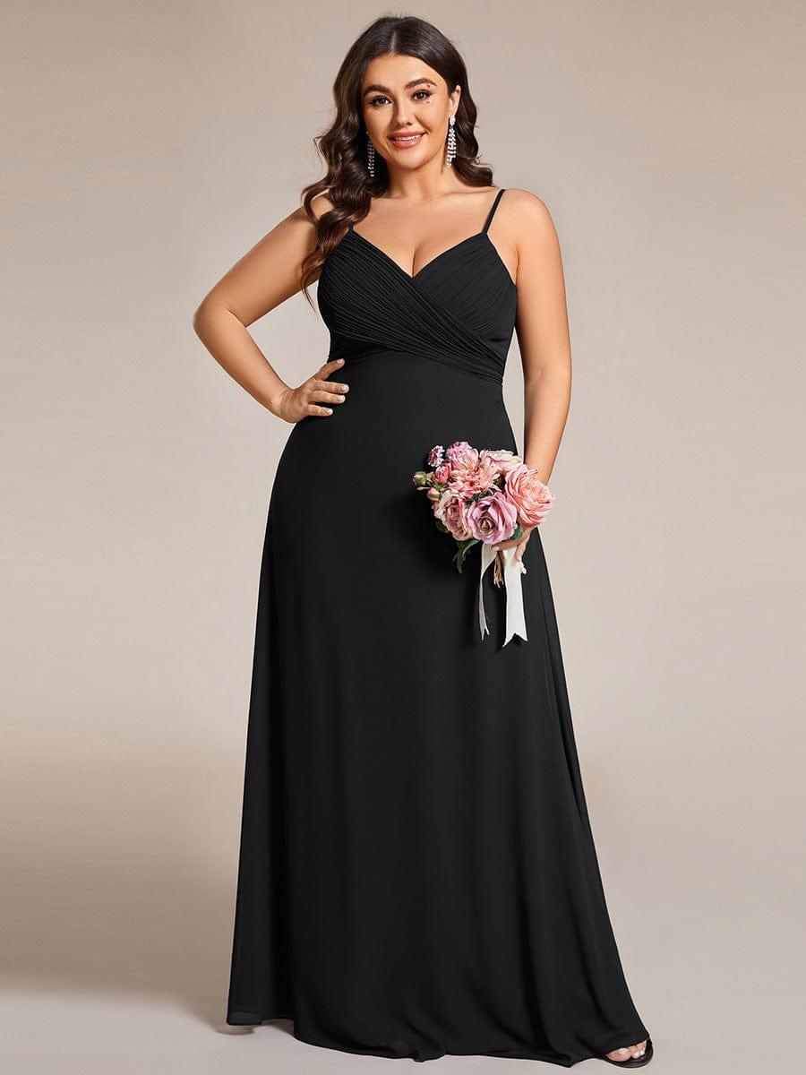 Romantic Plus Size Backless V-Neck Chiffon A-Line Dress with Spaghetti Straps