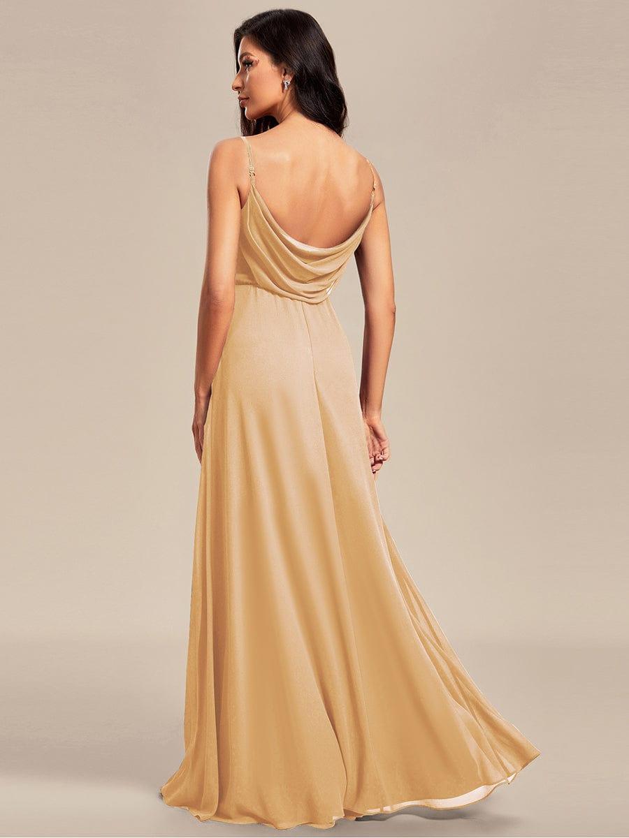 Romantic Plus Size Backless V-Neck Chiffon A-Line Dress with Spaghetti Straps