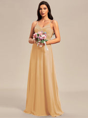 Romantic Plus Size Backless V-Neck Chiffon A-Line Dress with Spaghetti Straps