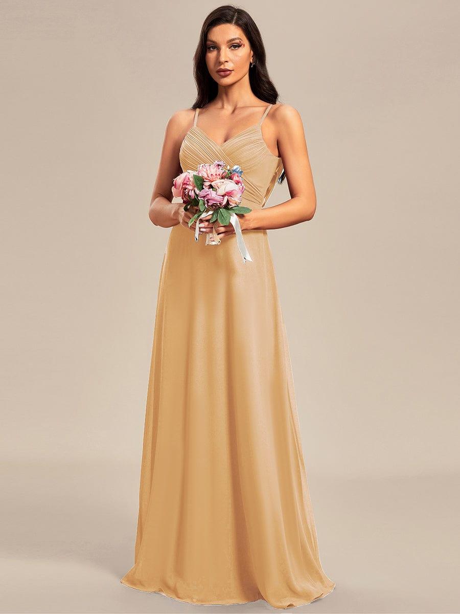 Romantic Plus Size Backless V-Neck Chiffon A-Line Dress with Spaghetti Straps