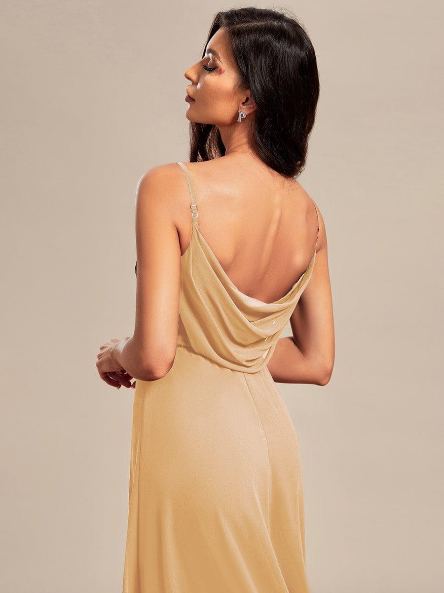 Romantic Plus Size Backless V-Neck Chiffon A-Line Dress with Spaghetti Straps