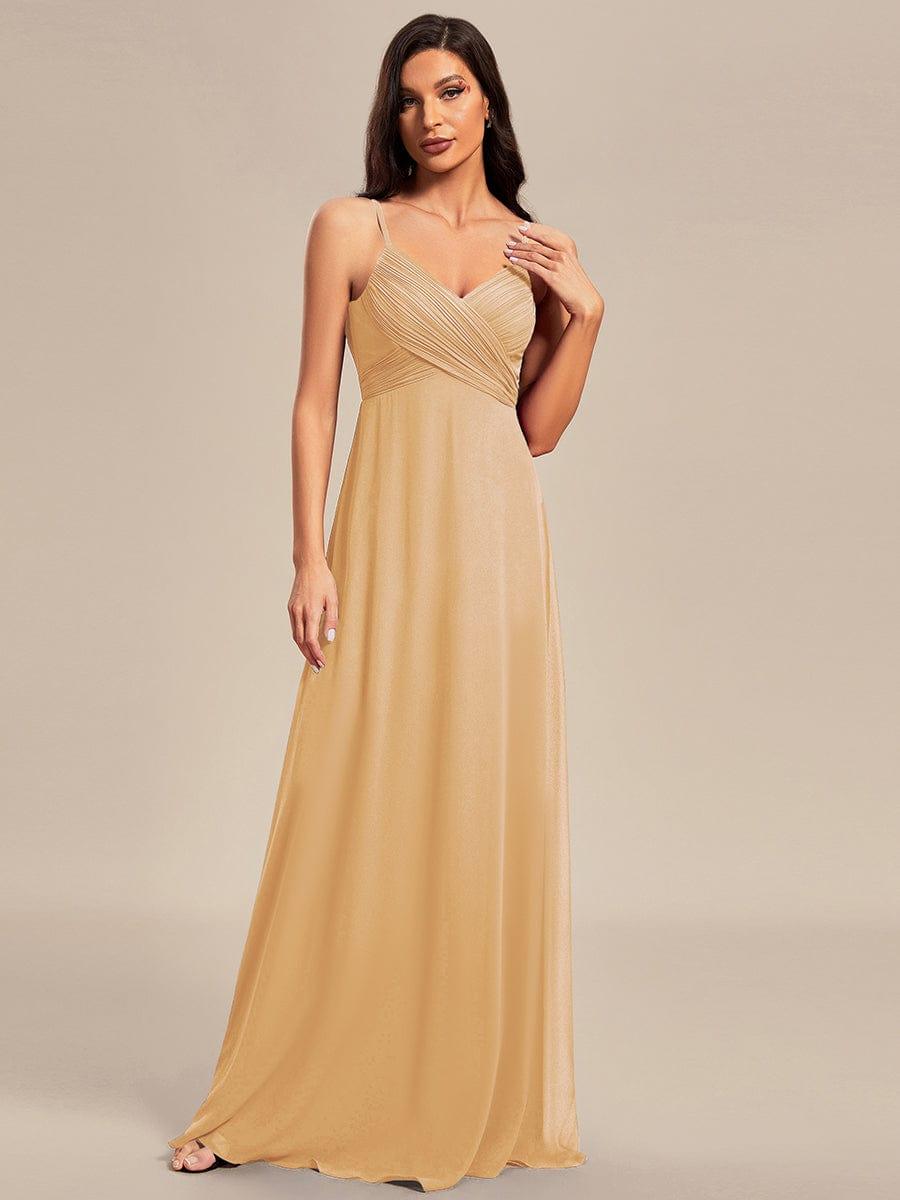 Romantic Plus Size Backless V-Neck Chiffon A-Line Dress with Spaghetti Straps