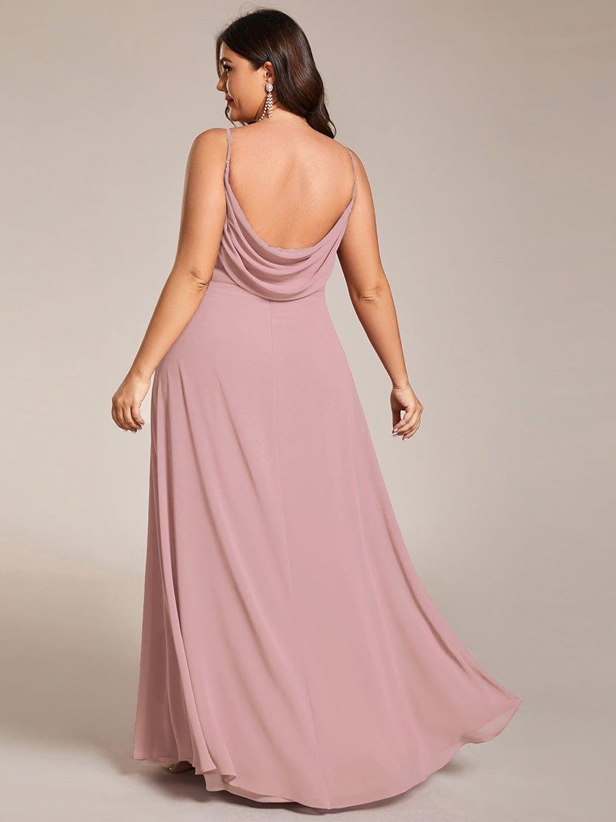 Romantic Plus Size Backless V-Neck Chiffon A-Line Dress with Spaghetti Straps