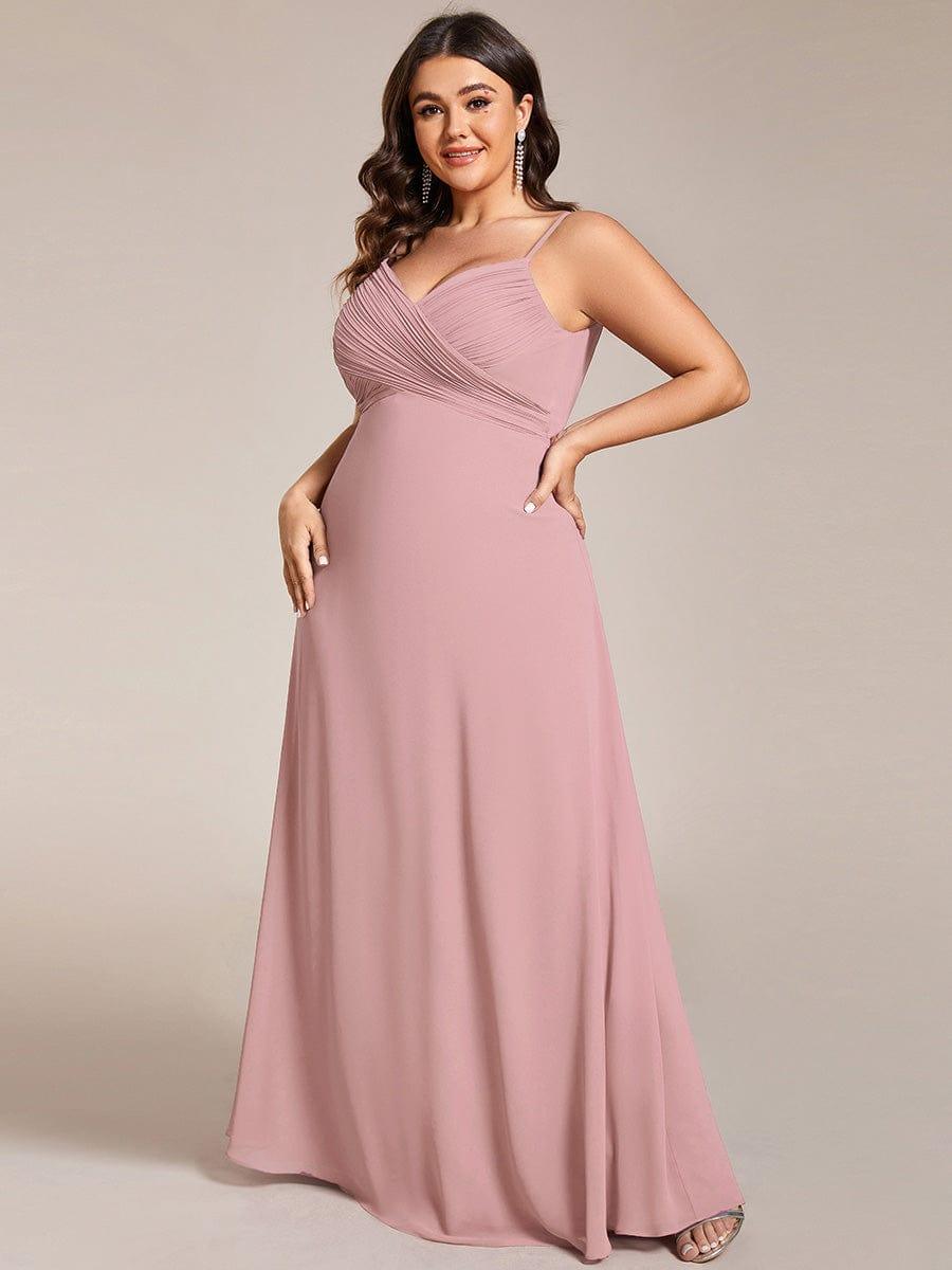 Romantic Plus Size Backless V-Neck Chiffon A-Line Dress with Spaghetti Straps