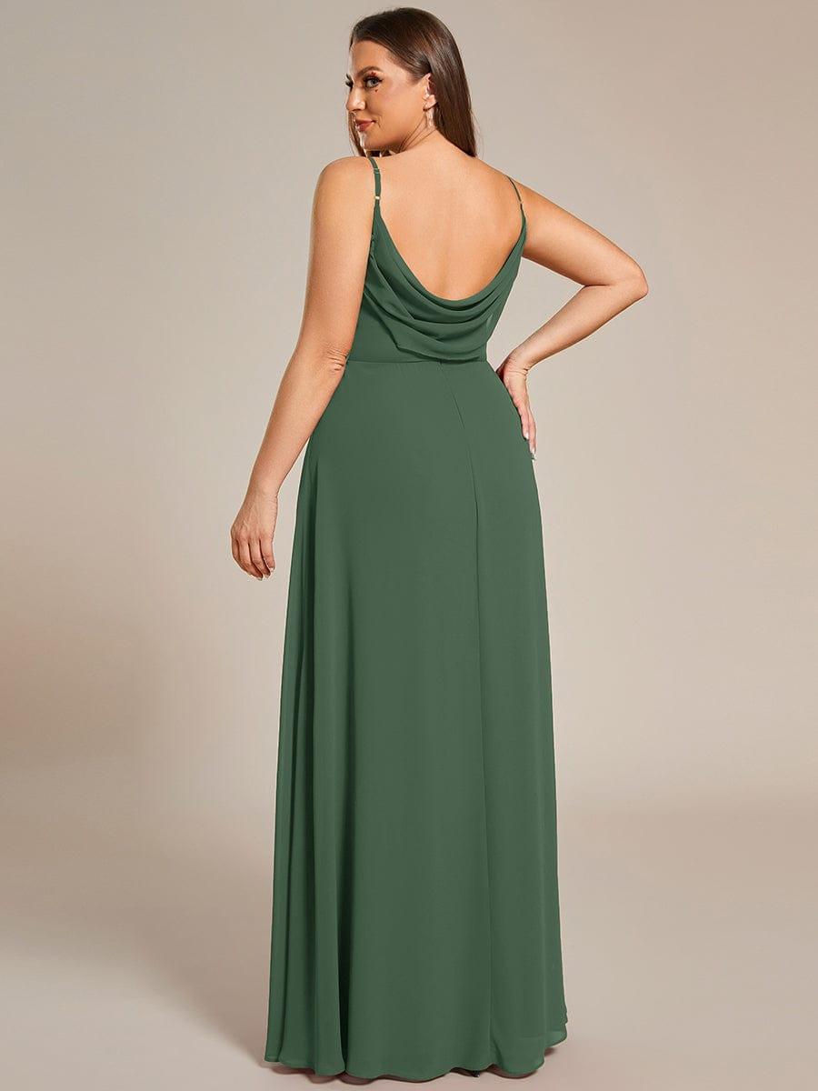 Romantic Plus Size Backless V-Neck Chiffon A-Line Dress with Spaghetti Straps