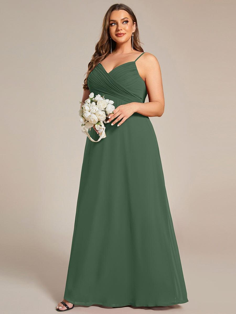 Romantic Plus Size Backless V-Neck Chiffon A-Line Dress with Spaghetti Straps