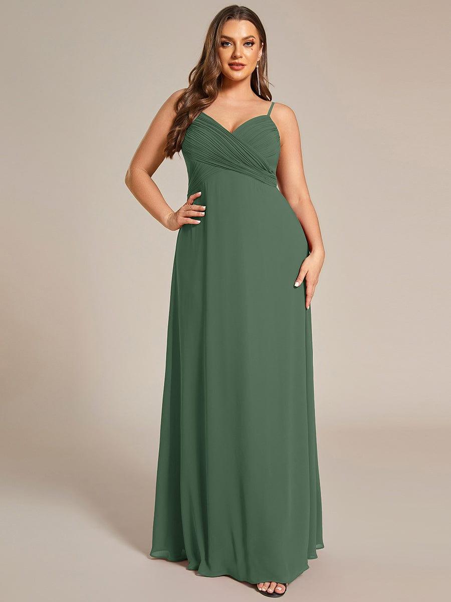 Romantic Plus Size Backless V-Neck Chiffon A-Line Dress with Spaghetti Straps