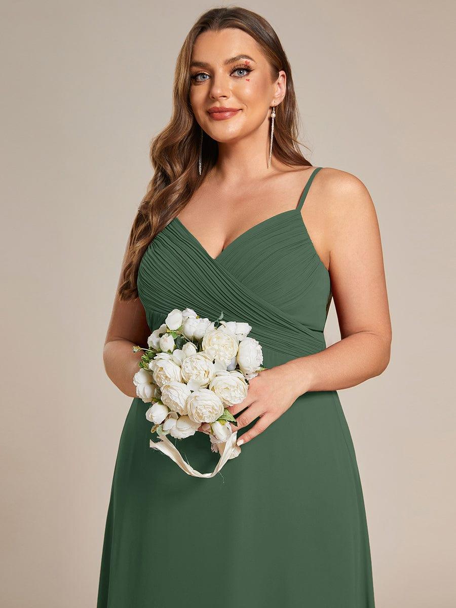 Romantic Plus Size Backless V-Neck Chiffon A-Line Dress with Spaghetti Straps