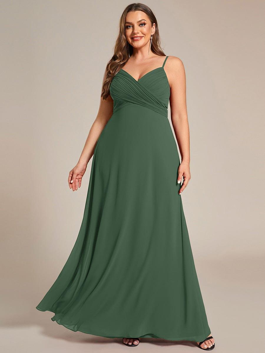 Romantic Plus Size Backless V-Neck Chiffon A-Line Dress with Spaghetti Straps