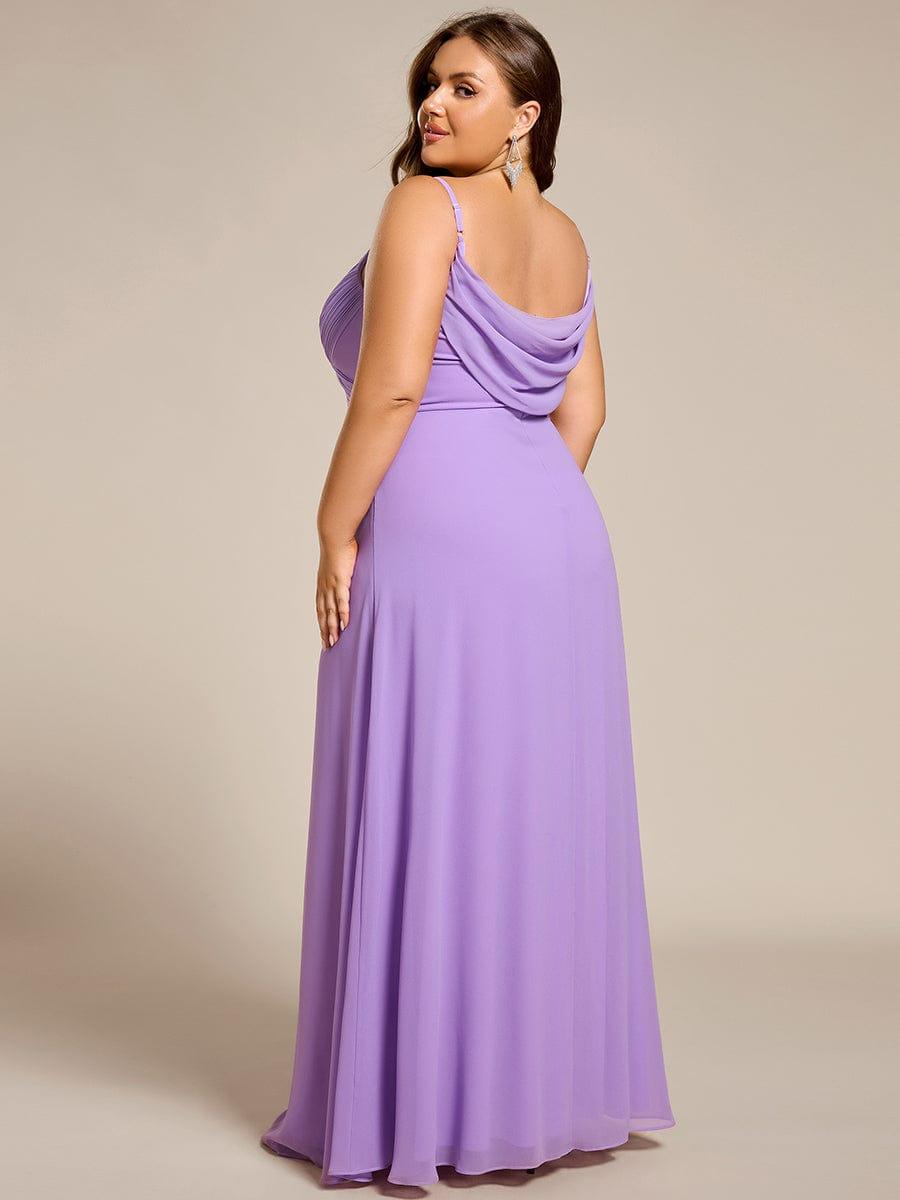 Romantic Plus Size Backless V-Neck Chiffon A-Line Dress with Spaghetti Straps