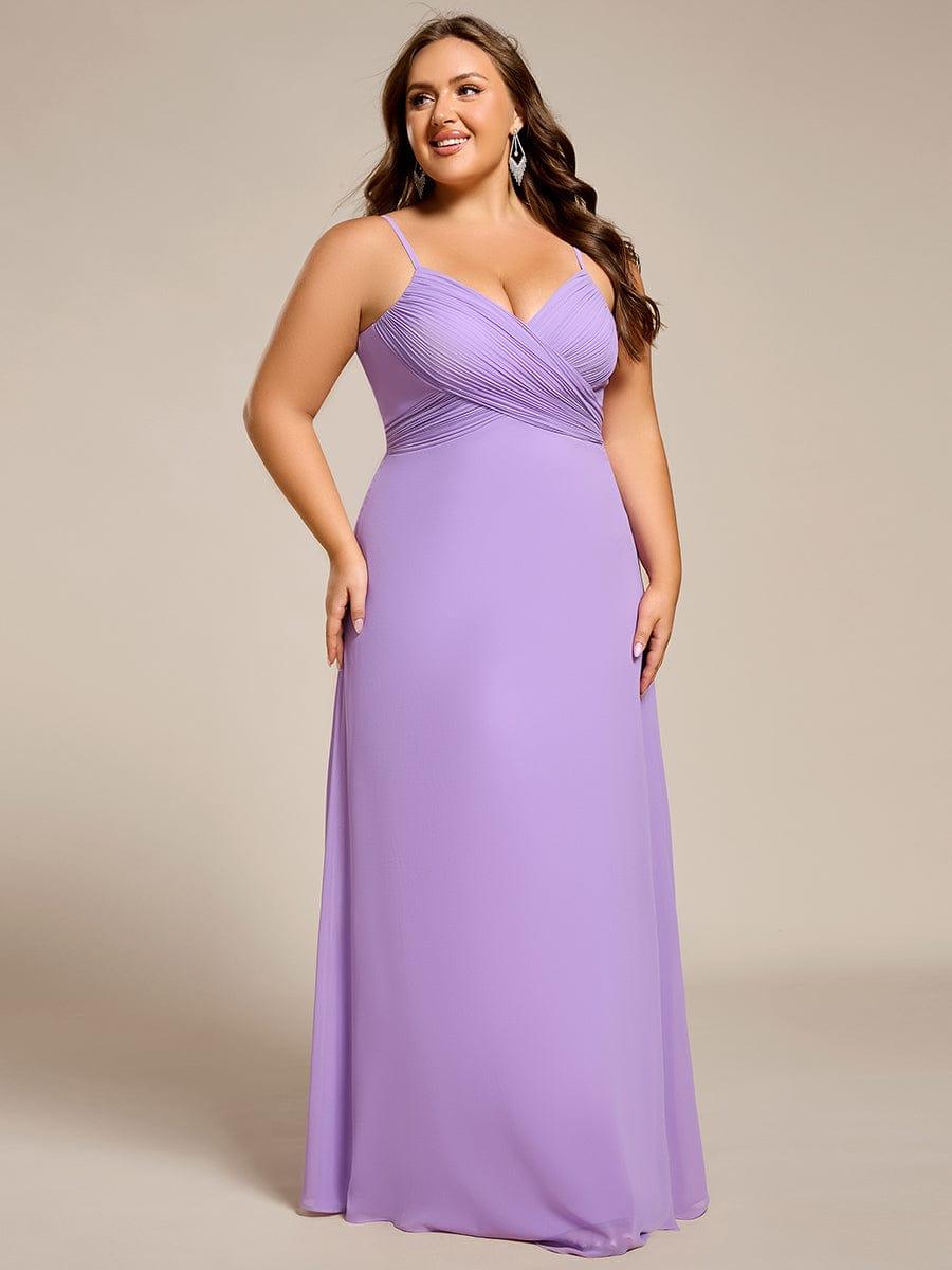 Romantic Plus Size Backless V-Neck Chiffon A-Line Dress with Spaghetti Straps