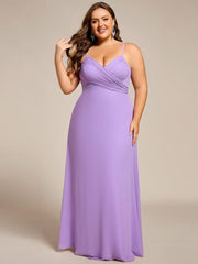 Romantic Plus Size Backless V-Neck Chiffon A-Line Dress with Spaghetti Straps