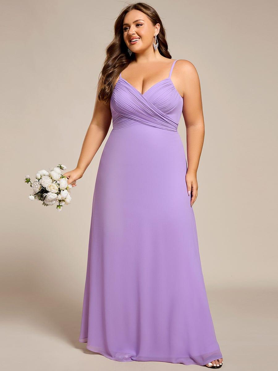 Romantic Plus Size Backless V-Neck Chiffon A-Line Dress with Spaghetti Straps
