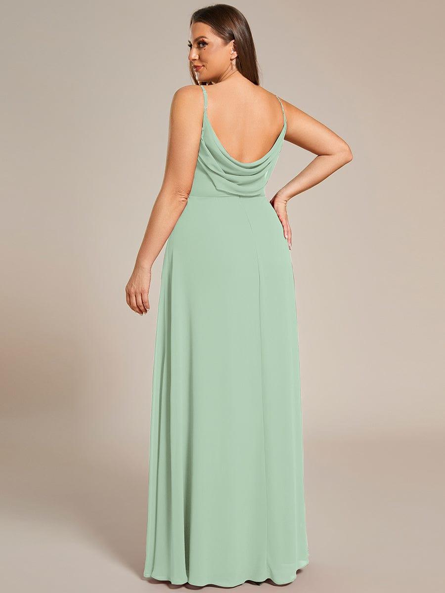 Romantic Plus Size Backless V-Neck Chiffon A-Line Dress with Spaghetti Straps