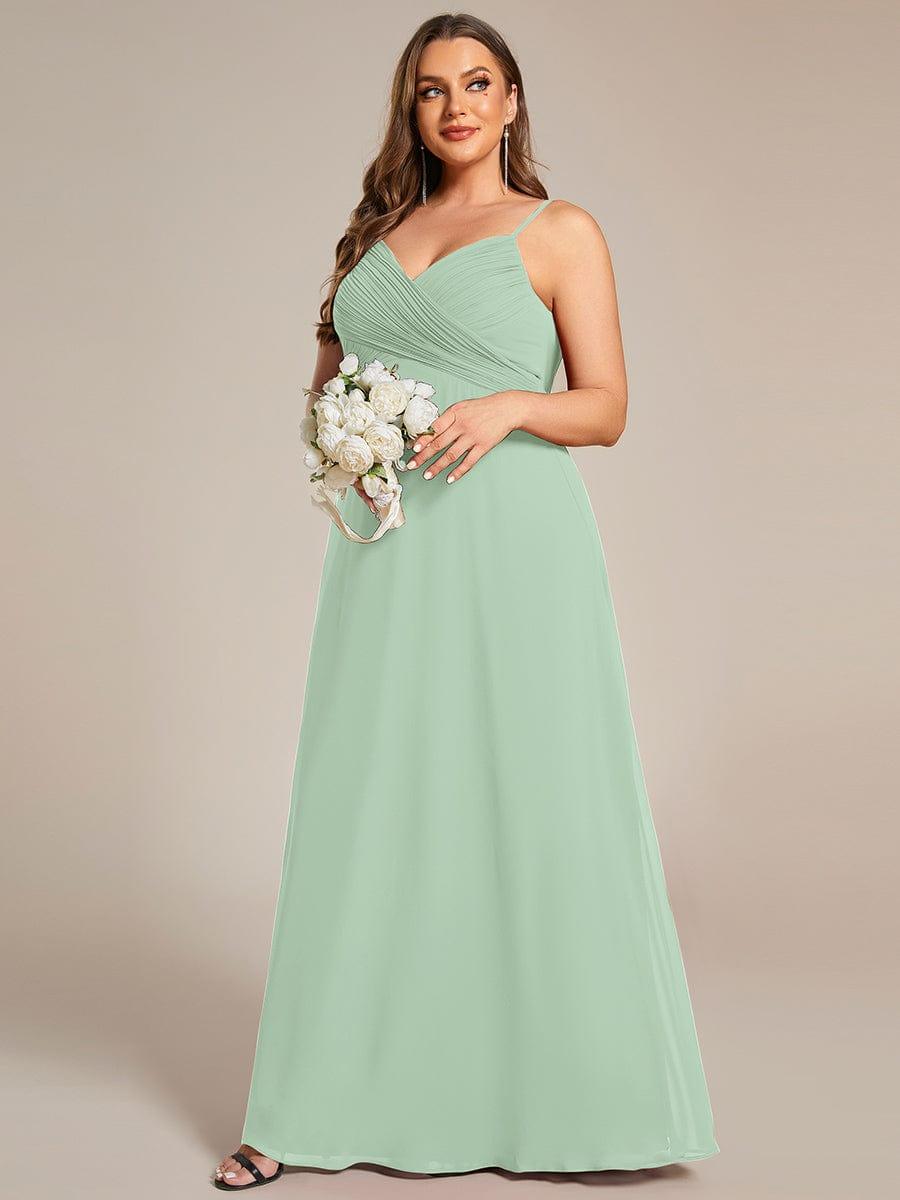 Romantic Plus Size Backless V-Neck Chiffon A-Line Dress with Spaghetti Straps