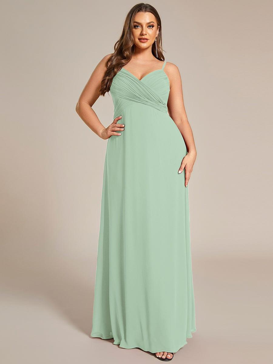 Romantic Plus Size Backless V-Neck Chiffon A-Line Dress with Spaghetti Straps
